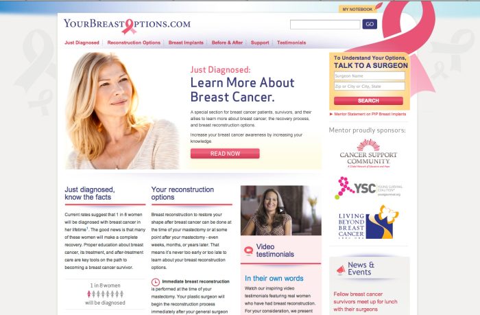 Mentor Worldwide LLC - YourBreastOptions.com Breast Reconstruction Education Website